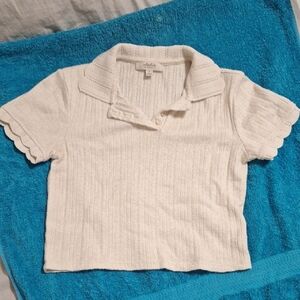White Collared Knit Top